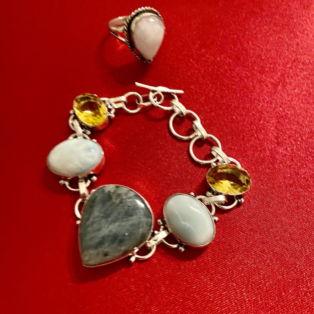 SOLD LABRADORITE, LARIMAR, CITRINE 925 SILVER